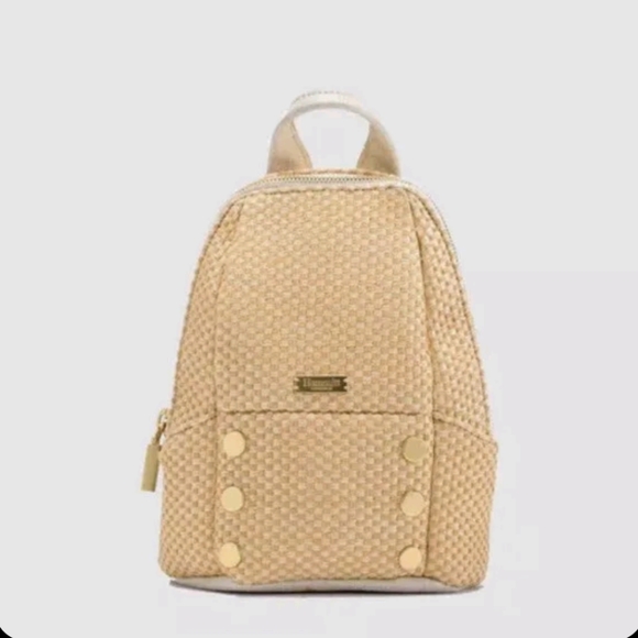 HAMMITT Hunter 2 Small Ricotta Raffia miniature backpack beige NEW Tan Gold $195